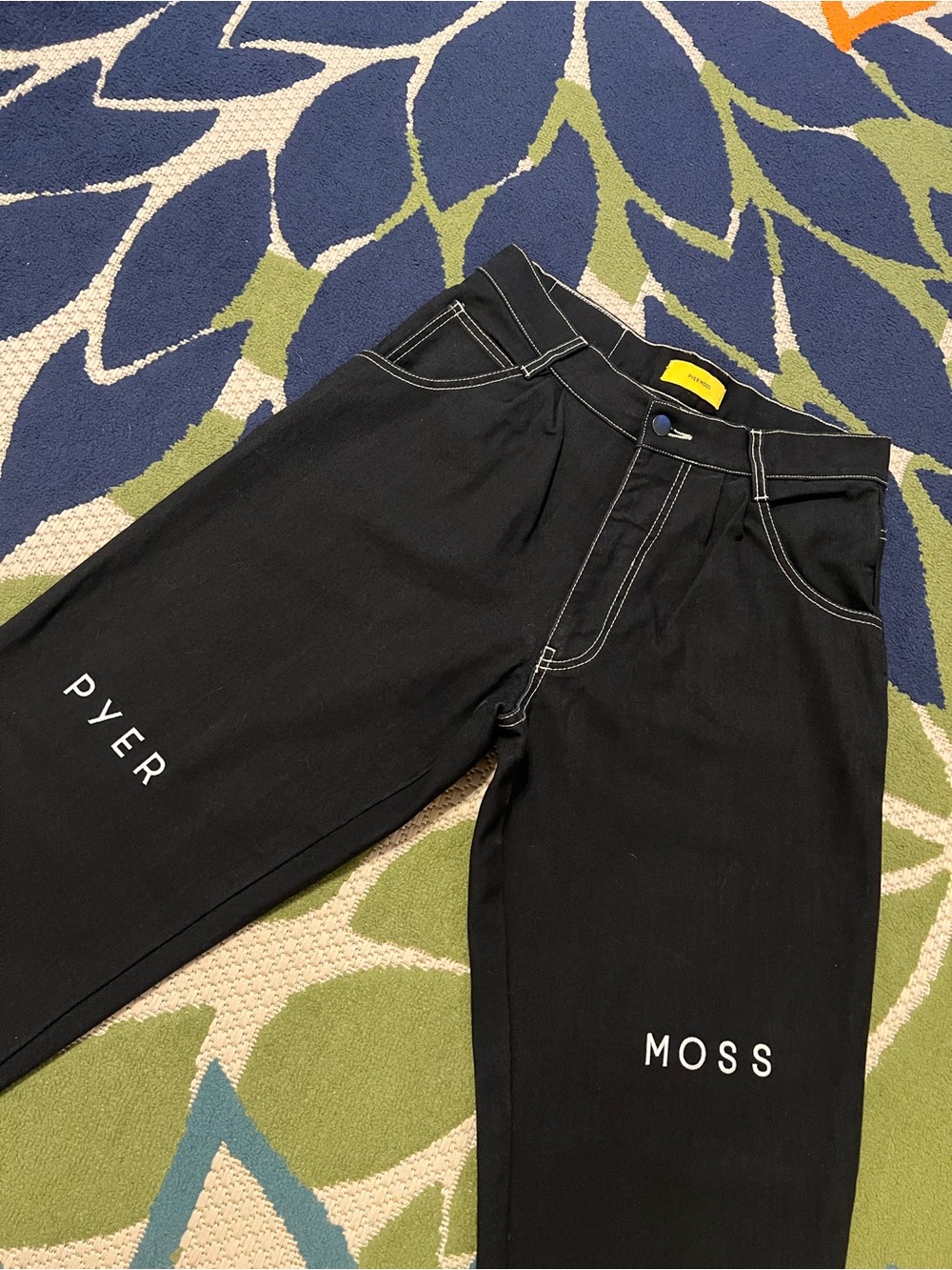 Pyer Moss Black Logo Jeans with Contrast Stitching